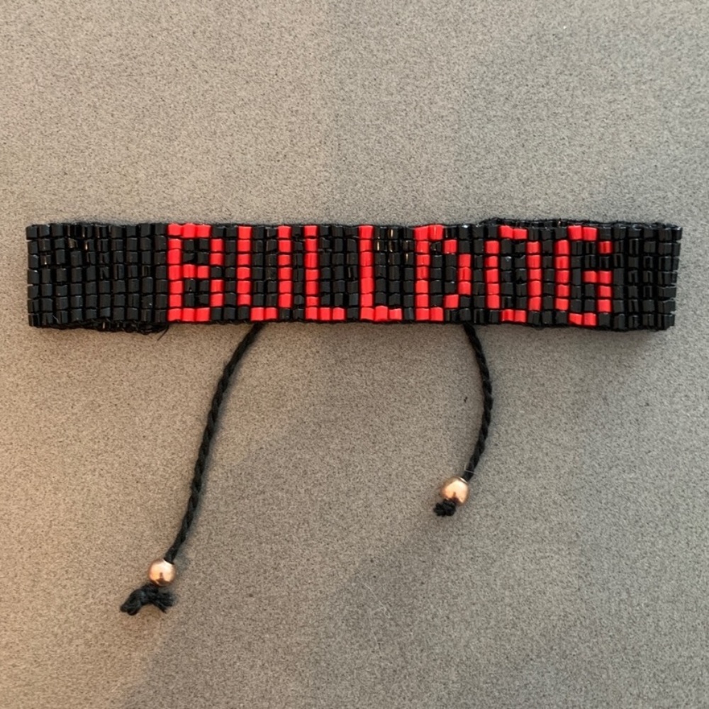 bead seed Georgia Bulldogs adjustable bracelet.